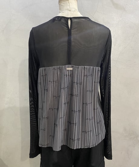 Andy Warhol Autograph Pattern Sheer × Pleats Tops BKGR