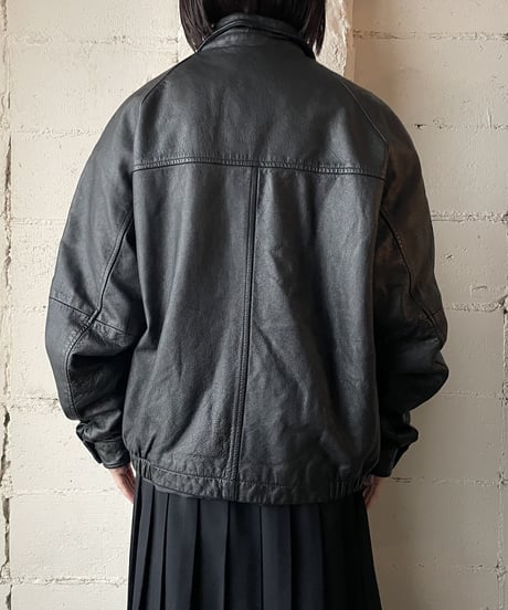 Zip Up Leather Blouson BK