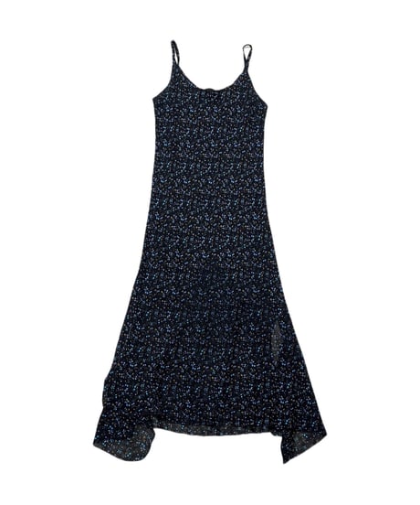 Flower Pattern Design Slit Camisole Dress BKBL