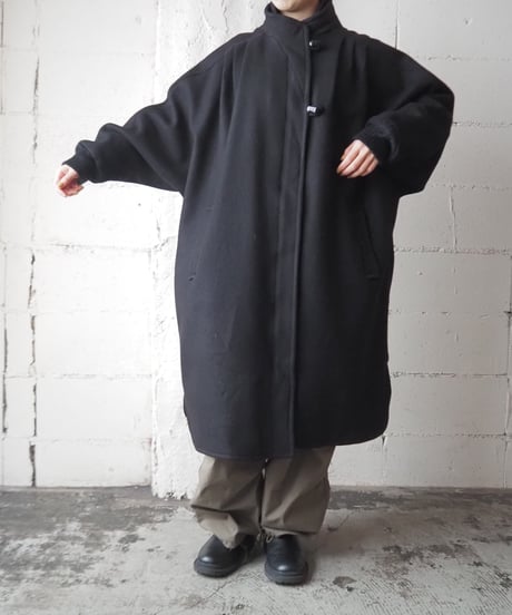 Standcollar Dolman Sleeve Wool Coat BK