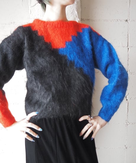 Tricolor Mohair Mix Knit BKREBL