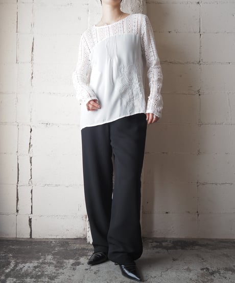Desigual Lace Embroidery Collarless Blouse WH