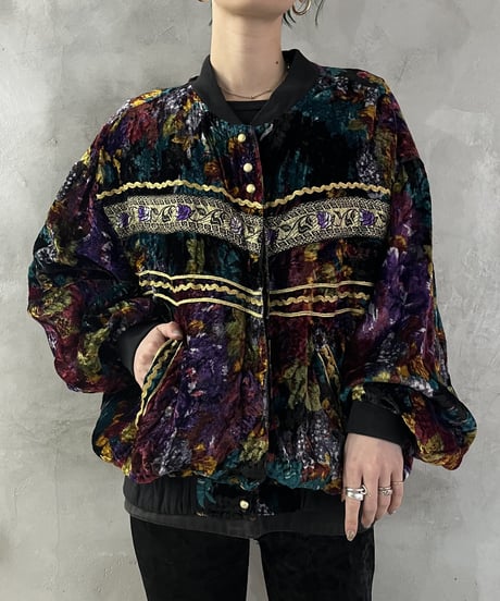 Embroidery Mix Color Velour Blouson BKPUR