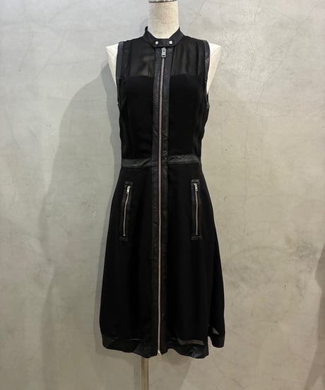 DIESEL Sleeveless Zipup Sheer Dress　BK