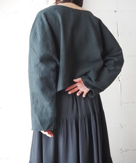 Many Button Short Linen Shirt BK