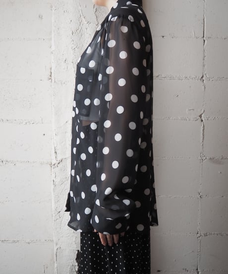 GUESS L/S Dot Pattern Sheer Shirt BKWH