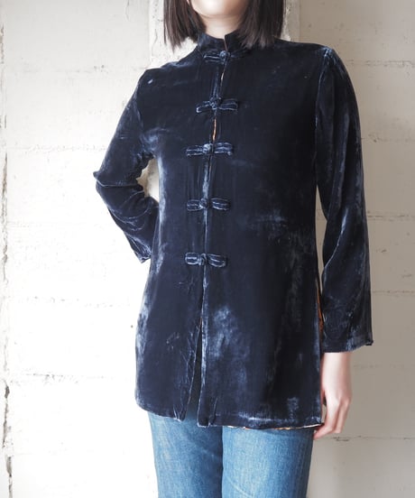 Velvet China Shirt With Flower Print Lining NV