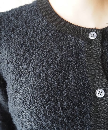 Crew Neck Knit Cardigan BK
