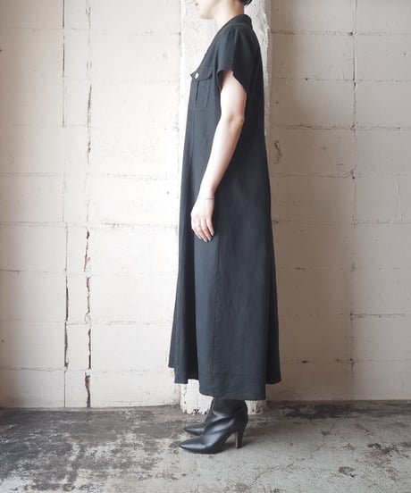 ST JOHN'S BAY Linen Short Sleeve Shirt Dress BK