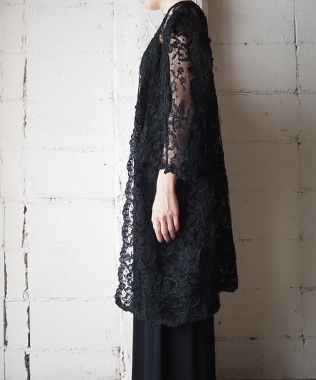 1970-80's Vintage Power Shoulder Lace Jacket BK