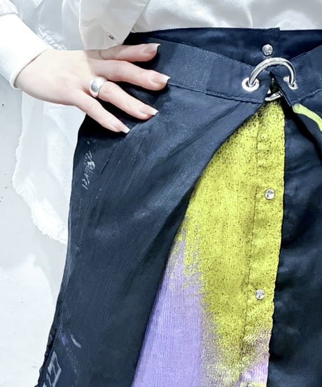 DIESEL Print Sheer Layered Skirt BKPURYE