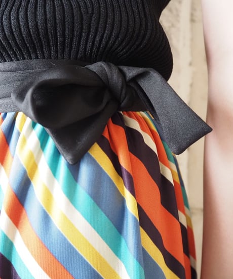 Reversible Stripe Wrap Skirt BKOR