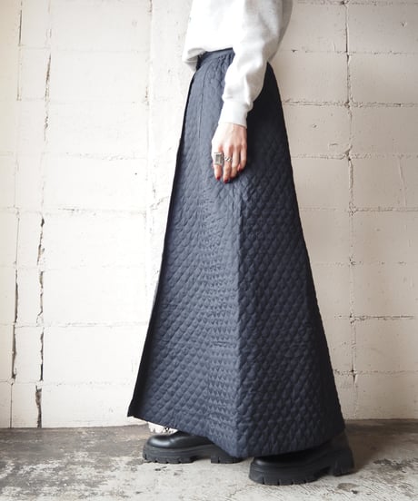 Vintage Front Button Quilted Skirt BK