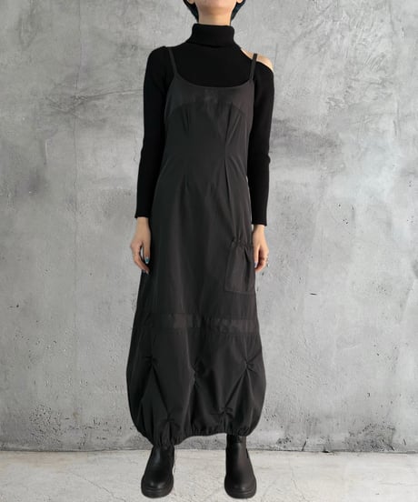 Drawstring Design Camisole Dress BK