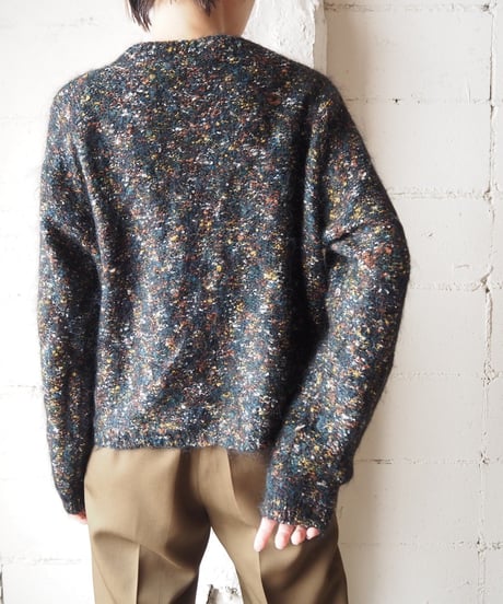 Mix Color Mohair Knit Cardigan GNWHYE