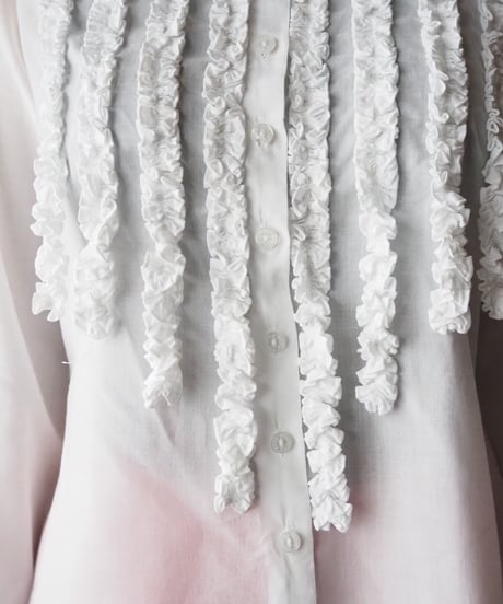 Stand Collar Frilled Blouse WH
