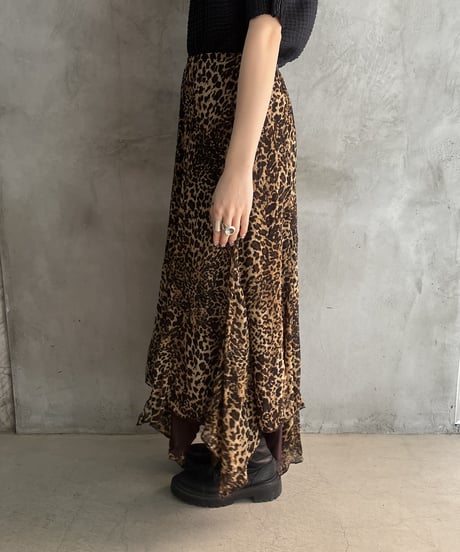 Leopard Pattern Hem Design Skirt BRBK