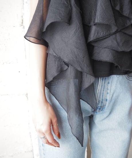 Frill Design Tee Shirt BK