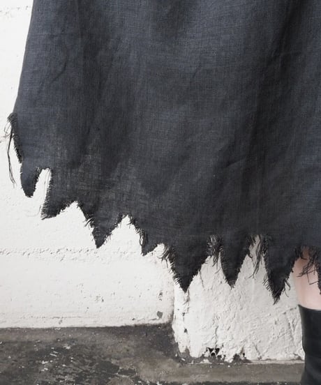 Linen Cutoff Design Pullover Dress BK