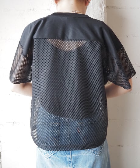 REMAKE Frilled Short Mesh Tee BK