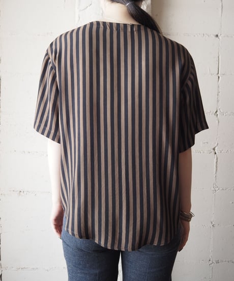 1980's EURO Collarless Stripe Shirt