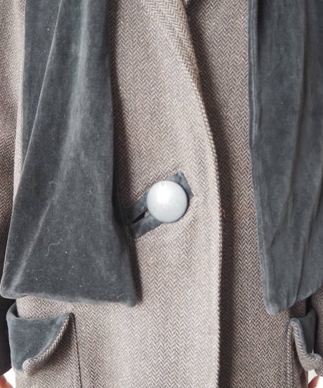 FLAX Velour Collar Long Coat BR