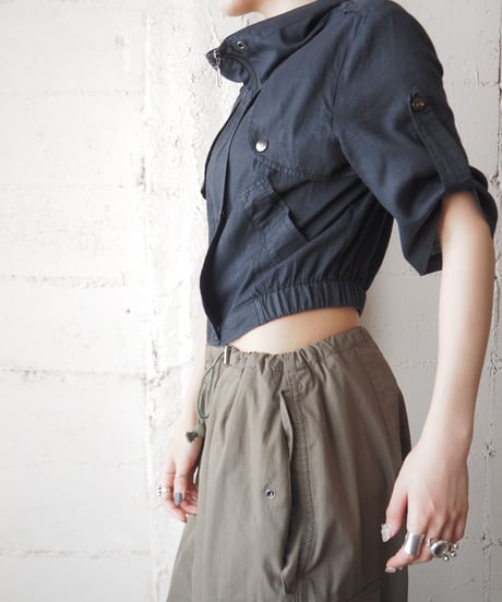 Stand Collar Zipup Shirt Jacket BK