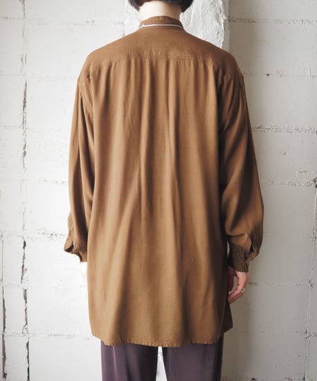 Band Collar Rayon Shirt BR