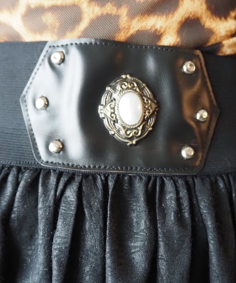 Gum Waist Shadow Pattern Skirt BK