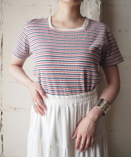 Squareneck Border Rib Knit WHRE