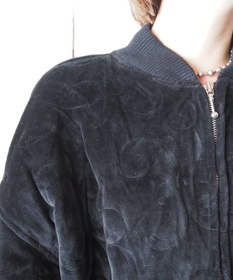 Embroidery Velour Blouson Jacket BK