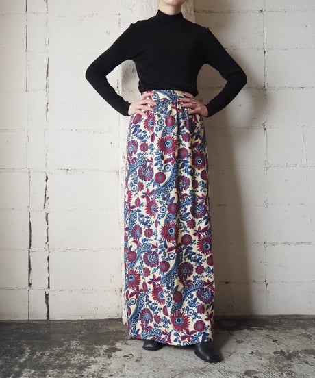 Botanical Pattern Long Skirt IVRE