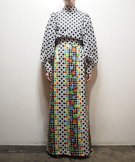 Dot Pattern Volume Sleeve Dress WHBK