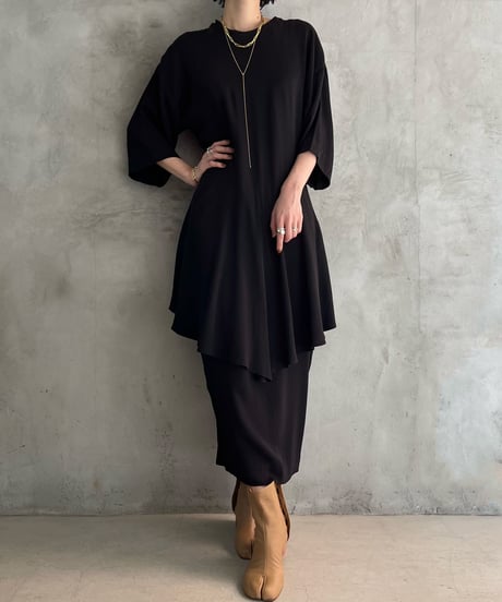 Layerd Design Half Sleeve Dress BK