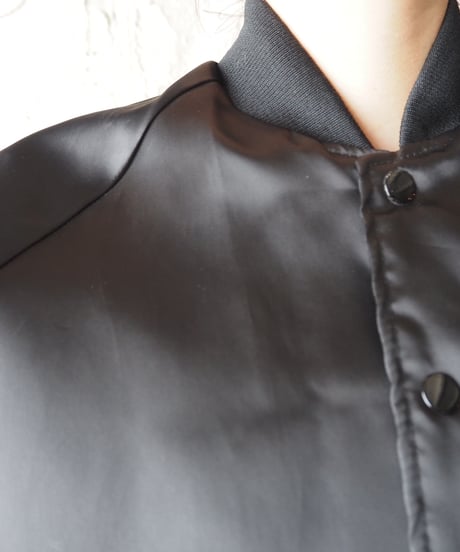 1970's Snap Button Satin Blouse BK