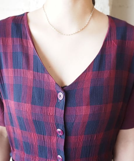 Block Check Collarless Dress BURNV