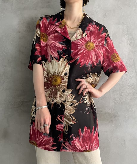 See Through Flower Paint Design Shirt BKPI