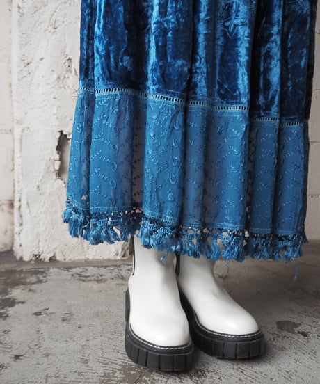 Velvet×Rayon Embroidery Skirt BL