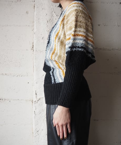 Dolman Sleeve Stripe Knit BKWHYE