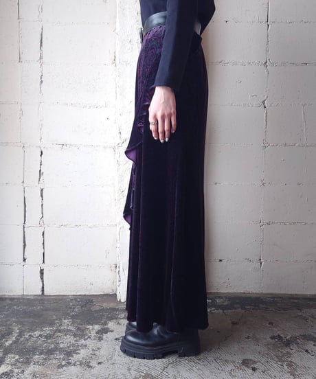 LAUREN Velour Frill Easy Skirt PUR