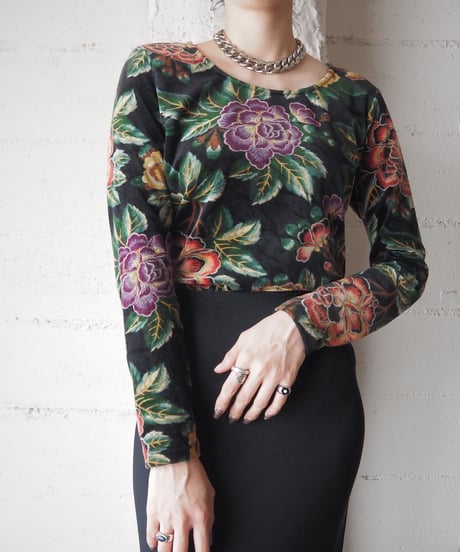 KENZO Floral Velour Tops BK