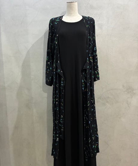 GANNI Flower Pattern Wrap Dress BK