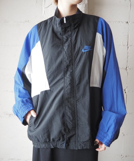 NIKE Stand Collar Nylon Jacket BKPURWH