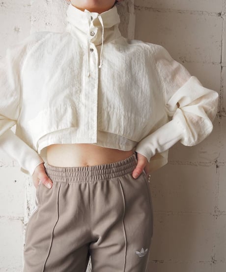 Remake High Neck Rib Cuff Short Jacket WH