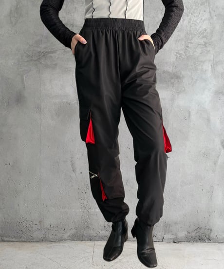 Silver Zip Nylon Cargo Pants BKRE