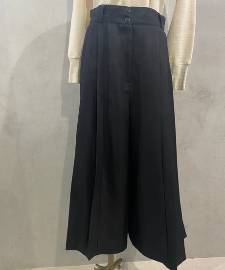 Side Pleated Design Pants BK