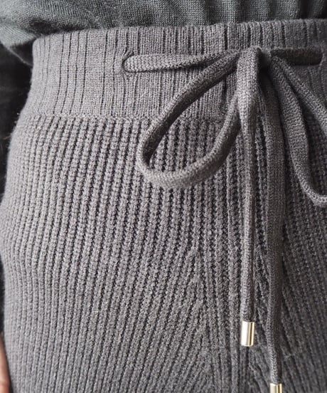 Wide Rib Knit Pants BK