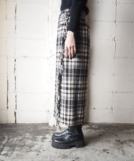 Check Pattern Wrap Tight Skirt BKWH