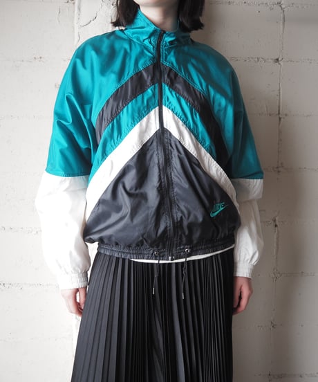 〜1990's NIKE Tricolor Stand Collar Nylon Jacket GNBKWH