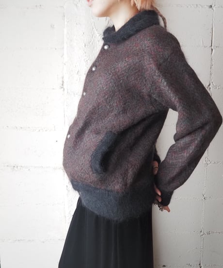 Mix Collar Mohair Knit Cardigan BKPUR